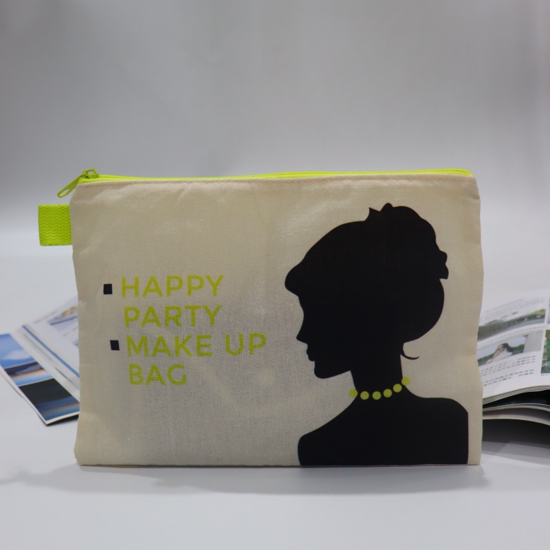 Custom Small Eco Friendly Blank Gold Zipper Make Up Pouch Recycled Plain Cotton Canvas Makeup Cosmetic Bag With Personal Logo
