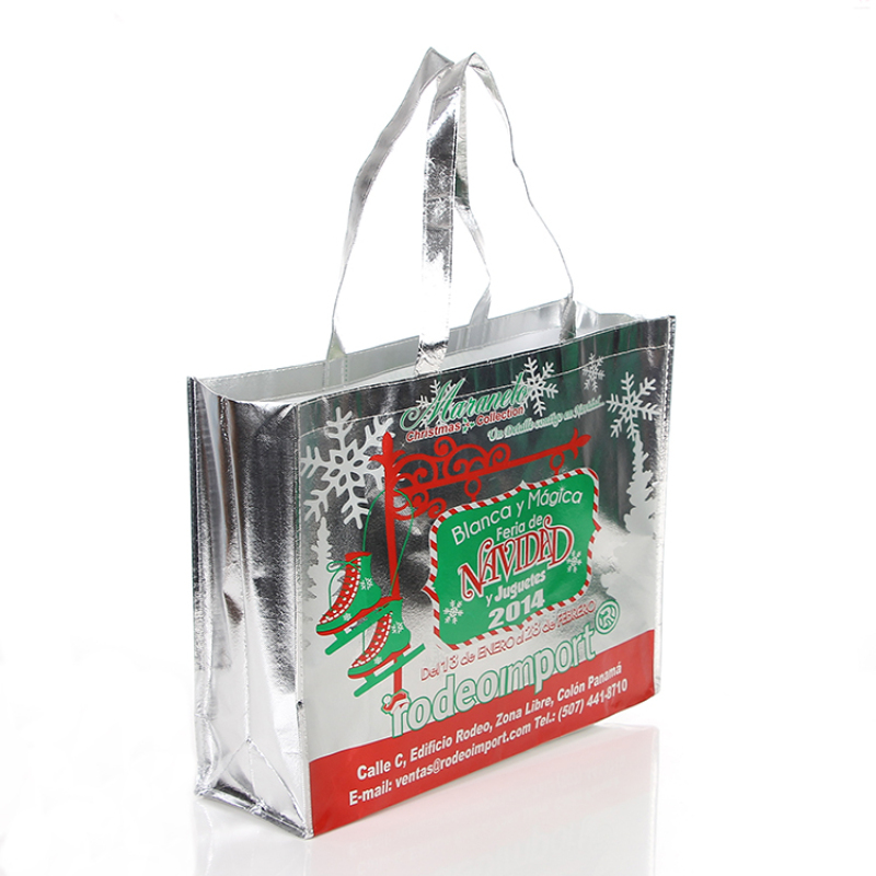 High Quality Gold Silver Metallic Non Woven Lamination Shopping Bag With Custom Logo Printed