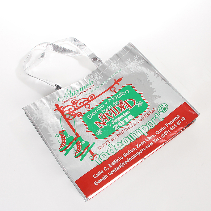 High Quality Gold Silver Metallic Non Woven Lamination Shopping Bag With Custom Logo Printed