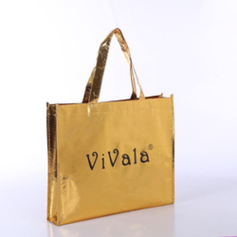 High Quality Gold Silver Metallic Non Woven Lamination Shopping Bag With Custom Logo Printed