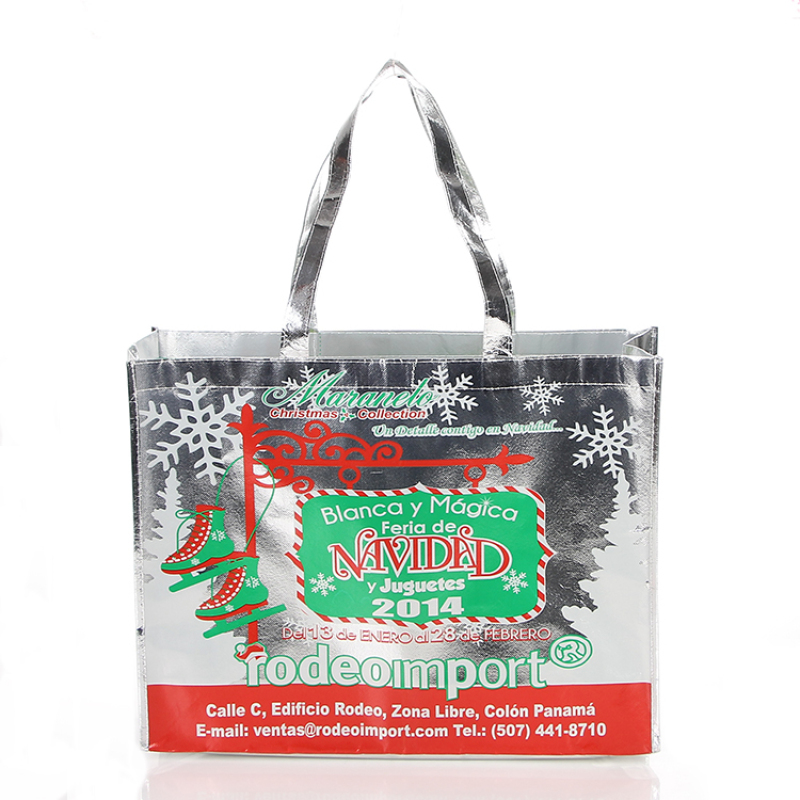 High Quality Gold Silver Metallic Non Woven Lamination Shopping Bag With Custom Logo Printed