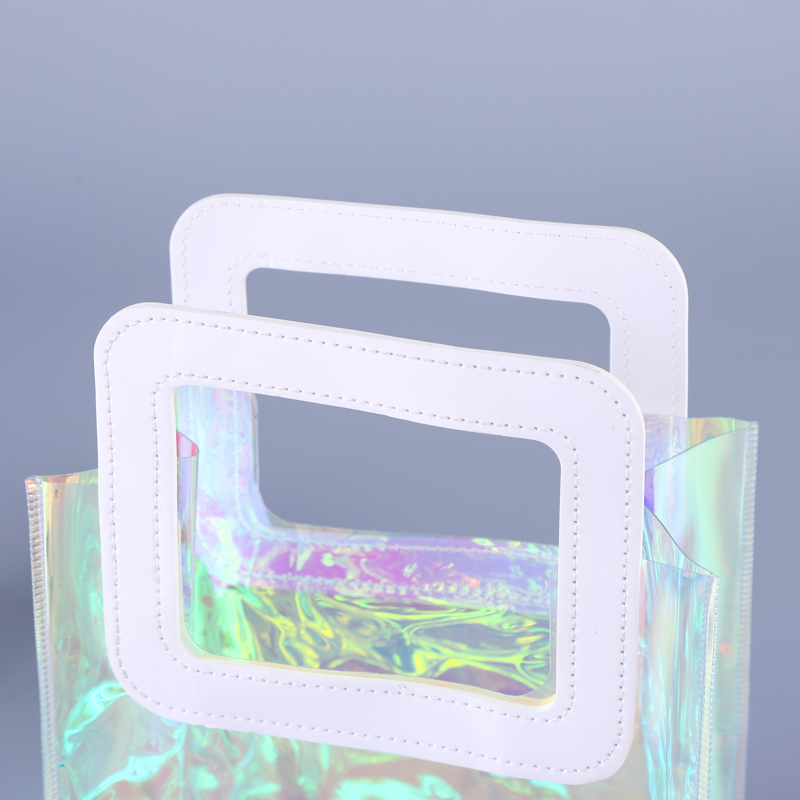 Hot Sale Fashion Custom Holographic Color Clear PVC Shopping Tote Bag