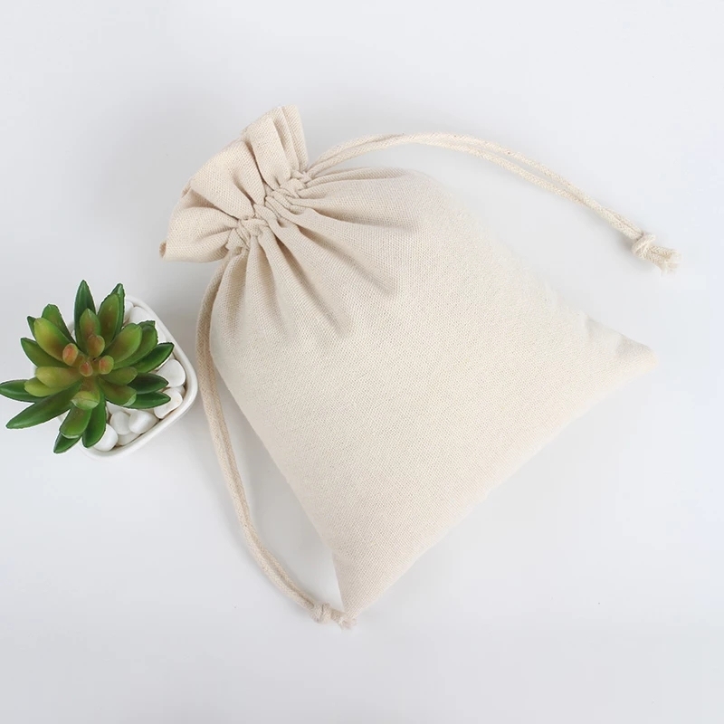 wholesale cotton pouch plain recycled custom small drawstring cotton canvas bag