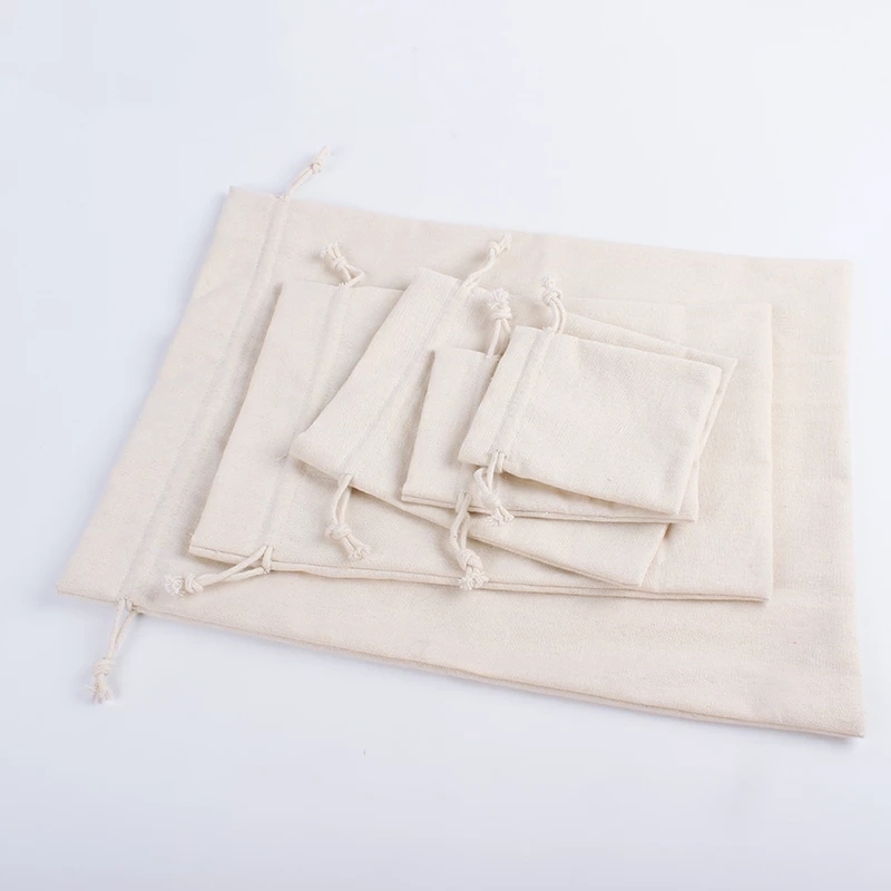wholesale cotton pouch plain recycled custom small drawstring cotton canvas bag