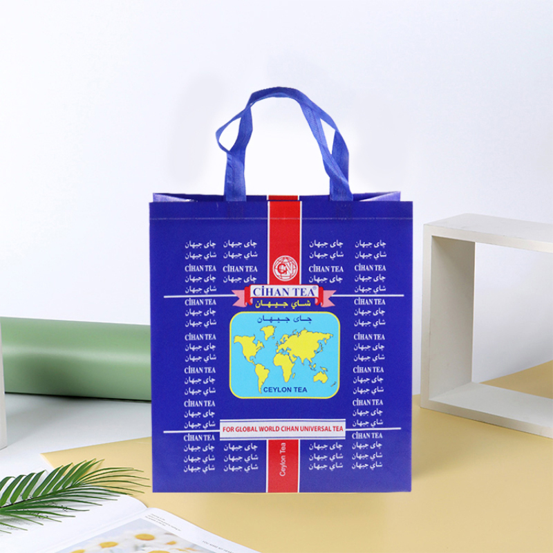 Custom print logos reusable grocery recycled eco bag pp laminated non woven fabric carry shopping bag