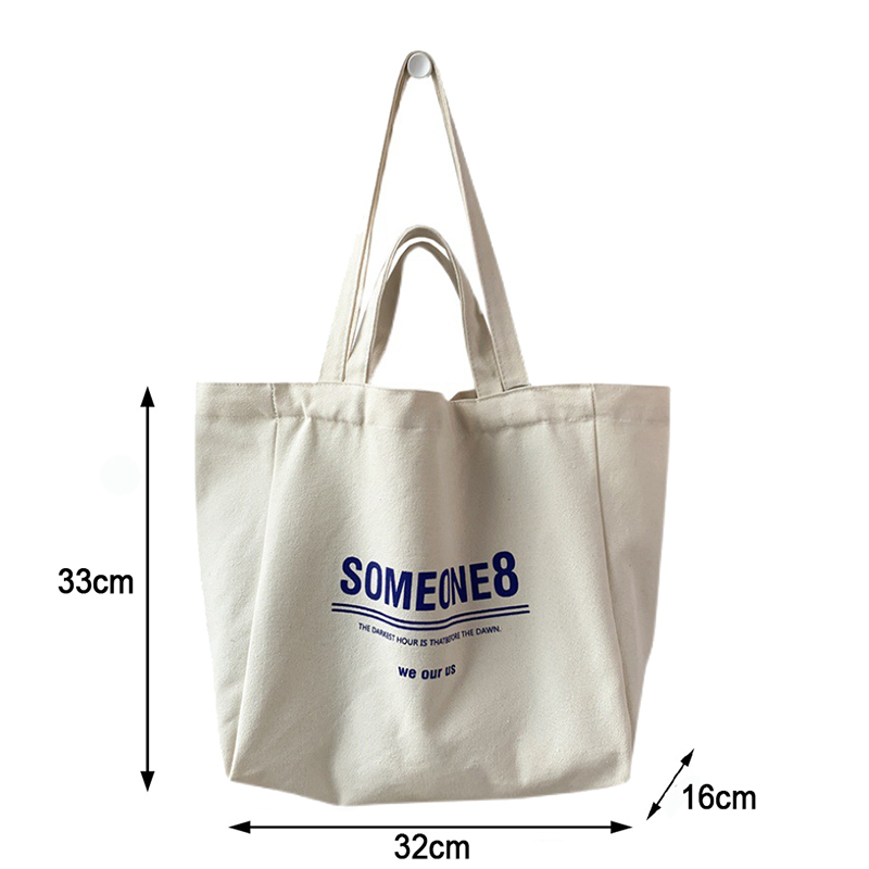 16 oz high quality large capacity custom logo canvas shoulder shopping tote bag