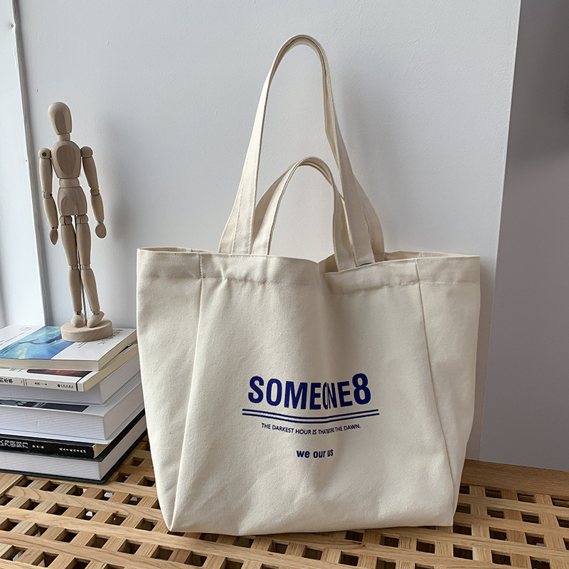 16 oz high quality large capacity custom logo canvas shoulder shopping tote bag