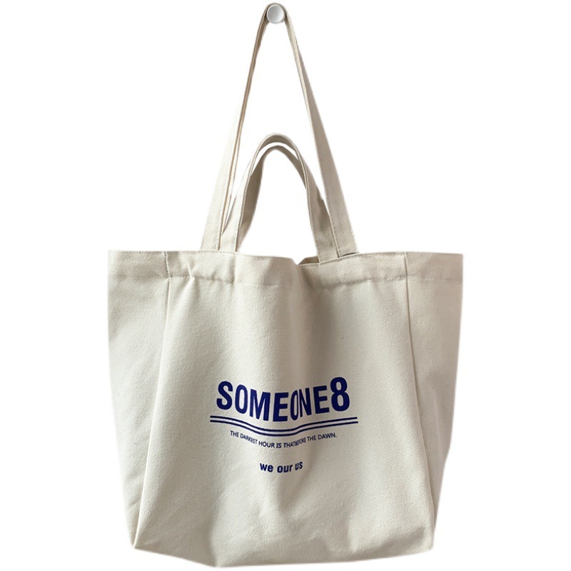 16 oz high quality large capacity custom logo canvas shoulder shopping tote bag