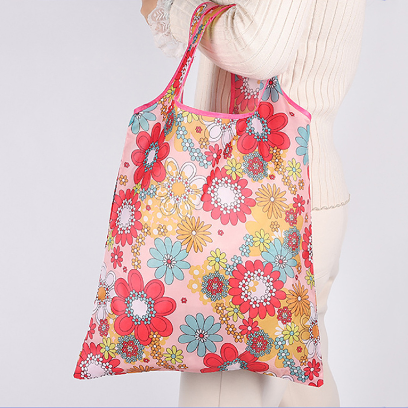 wholesale eco friendly polyester nylon grocery bags reusable foldable for shopping