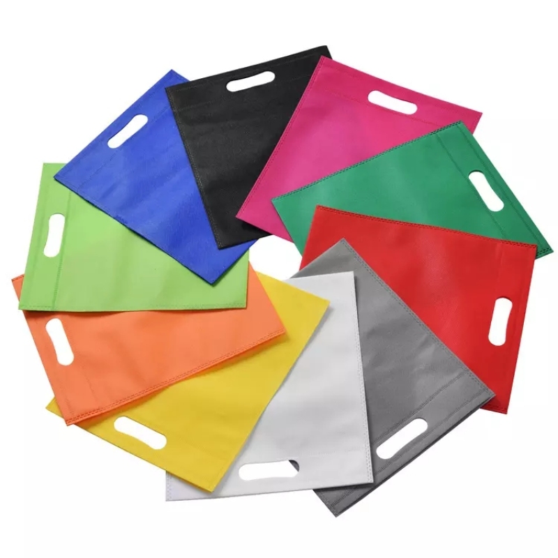 Colorful promotional reusable eco friendly die cut non woven shopping bag with custom logo printed