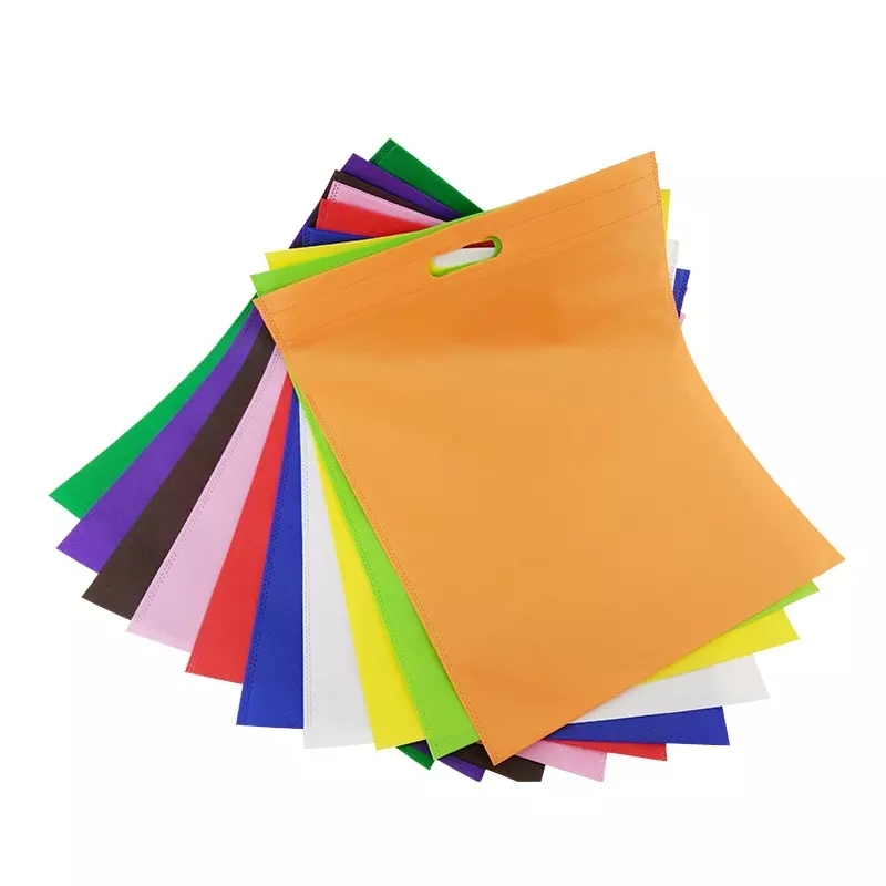 Colorful promotional reusable eco friendly die cut non woven shopping bag with custom logo printed