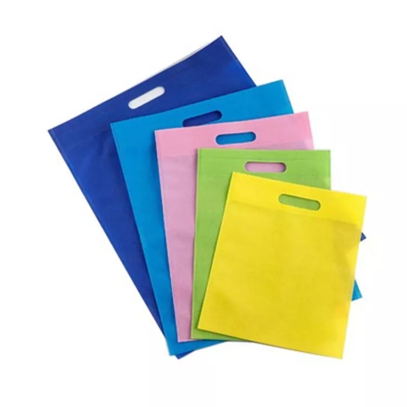 Custom logo promotional ecological reusable d cut non woven market shopping bags