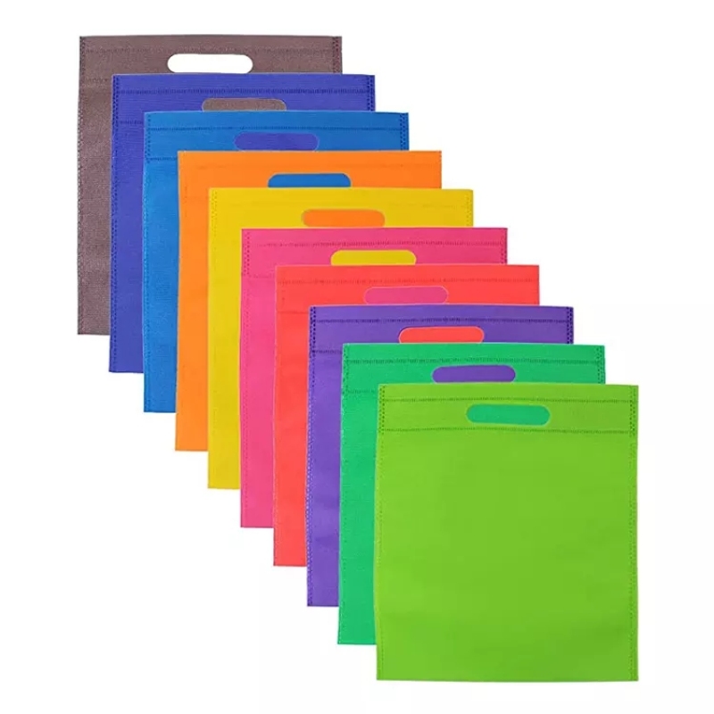 Custom logo promotional ecological reusable d cut non woven market shopping bags