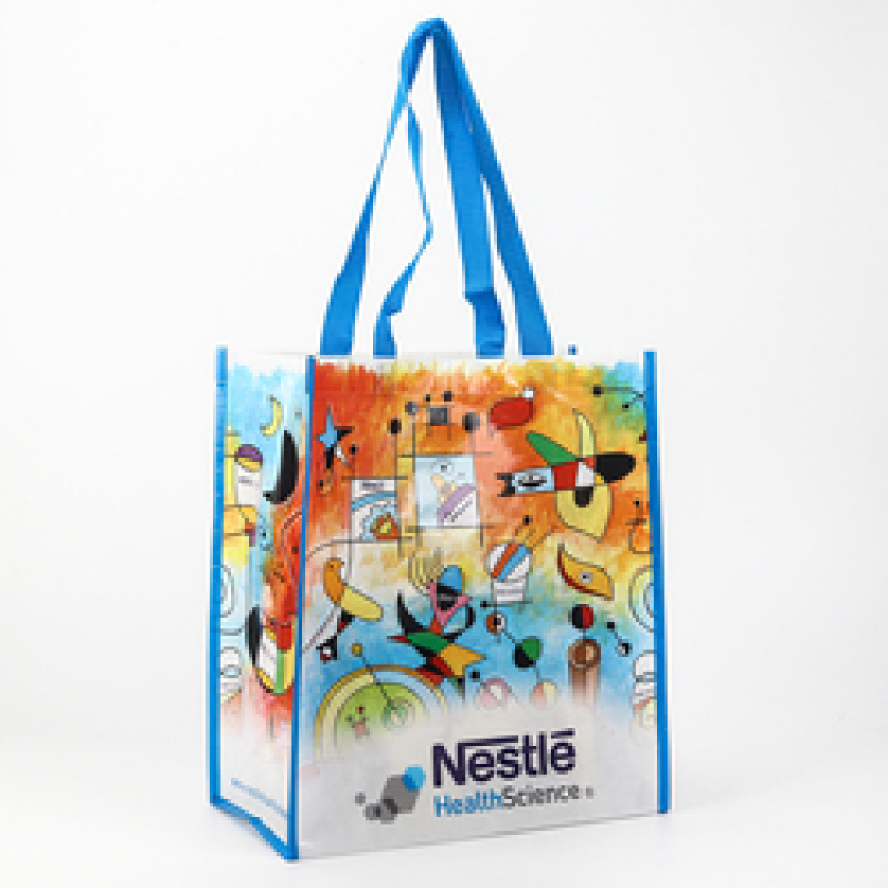 Custom Reusable Grocery Eco Friendly Rpet Non Woven Handled Shopping 120gsm 140gsm Pp Woven Bag