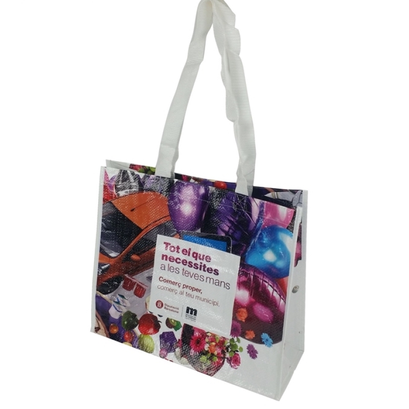 Custom Reusable Grocery Eco Friendly Rpet Non Woven Handled Shopping 120gsm 140gsm Pp Woven Bag