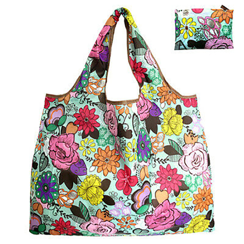 Large capacity custom logo grocery nylon foldable reusable shopping bag