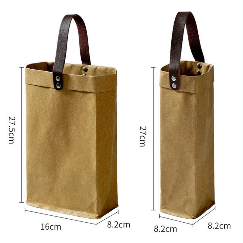 High Quality Handmade Washable Gift Wine 1/2 Bottle Kraft Paper Tote Bag