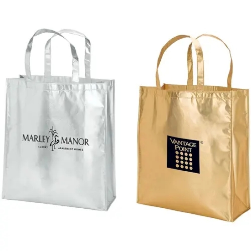 High Quality Custom Printing Gold Silver Non Woven Metallic Lamination Shopping Bag