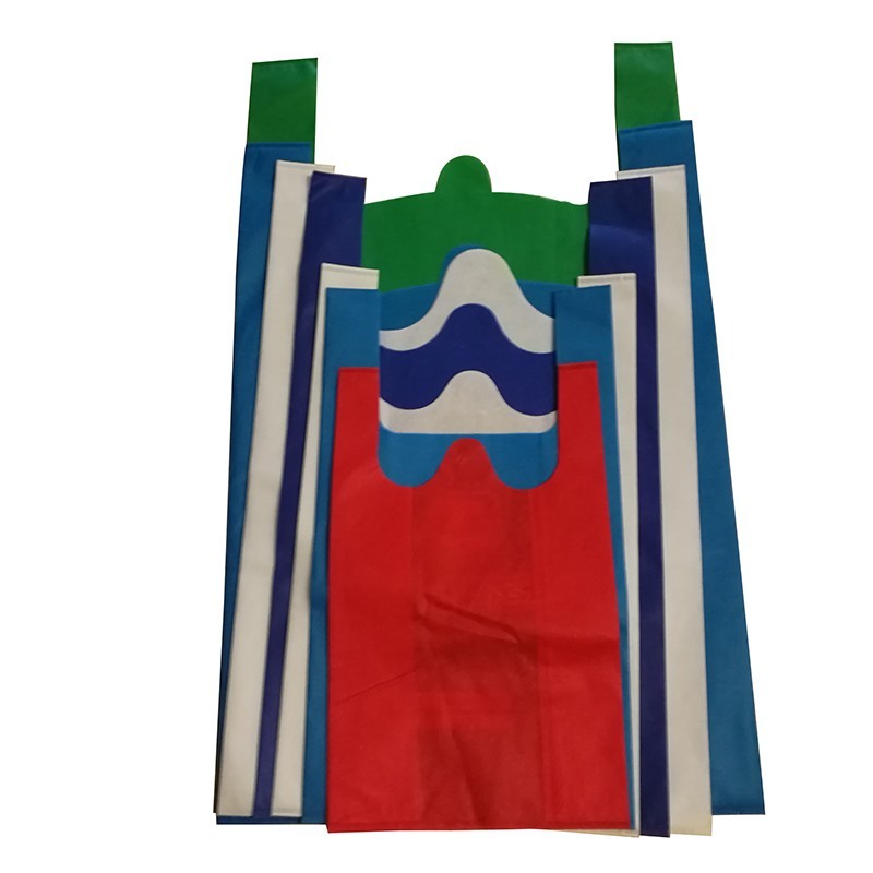wholesale biodegradable custom logo portable supermarket packaging pp non woven t shirt vest shopping bag