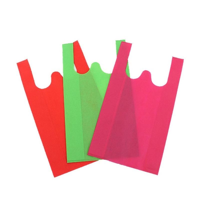 wholesale biodegradable custom logo portable supermarket packaging pp non woven t shirt vest shopping bag