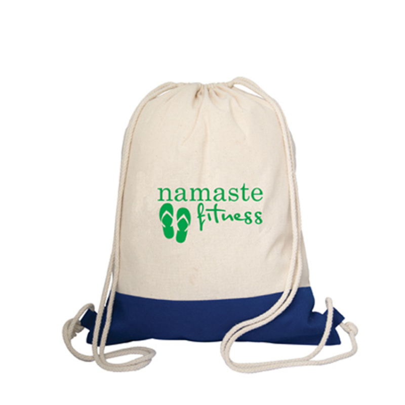wholesale  custom  portable nature color muslin cotton fabric canvas backpack style drawstring bag  from china manufacturer