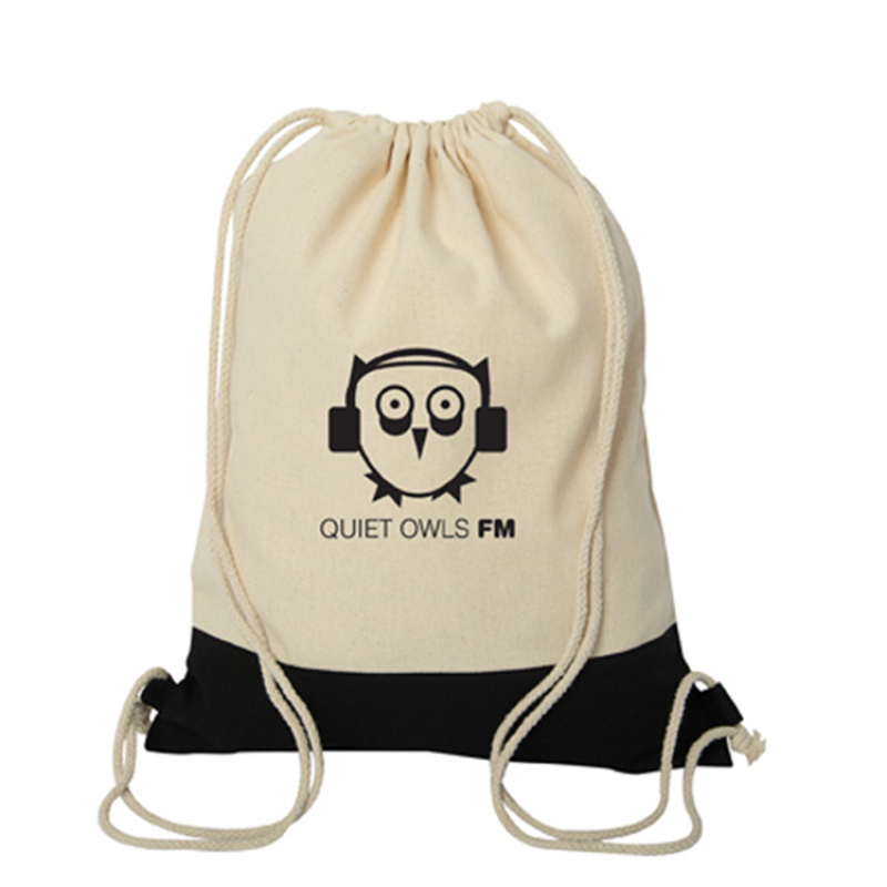 wholesale  custom  portable nature color muslin cotton fabric canvas backpack style drawstring bag  from china manufacturer