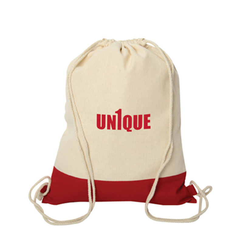 wholesale  custom  portable nature color muslin cotton fabric canvas backpack style drawstring bag  from china manufacturer