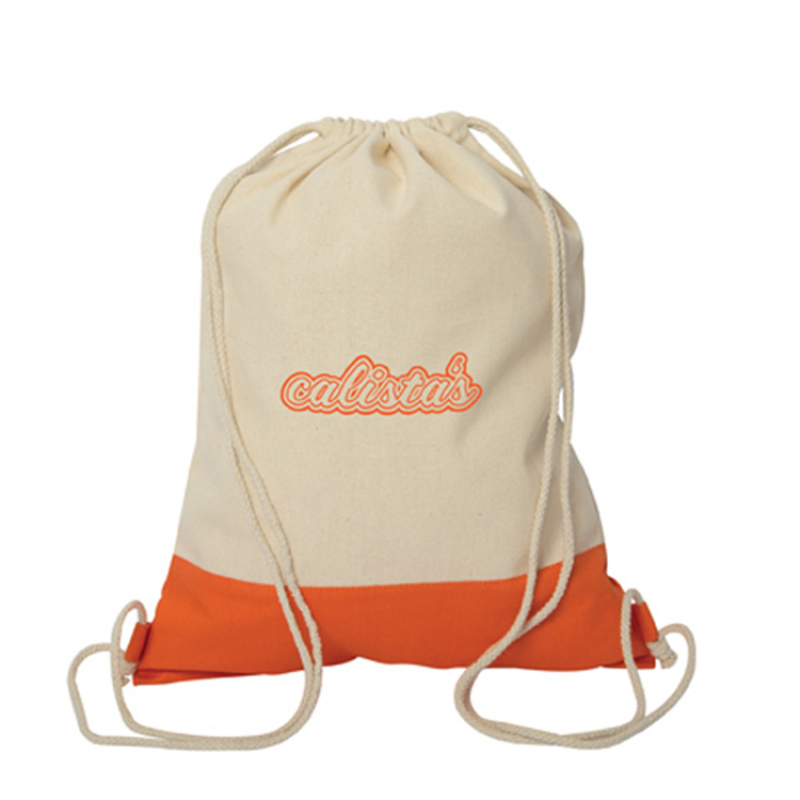 wholesale  custom  portable nature color muslin cotton fabric canvas backpack style drawstring bag  from china manufacturer