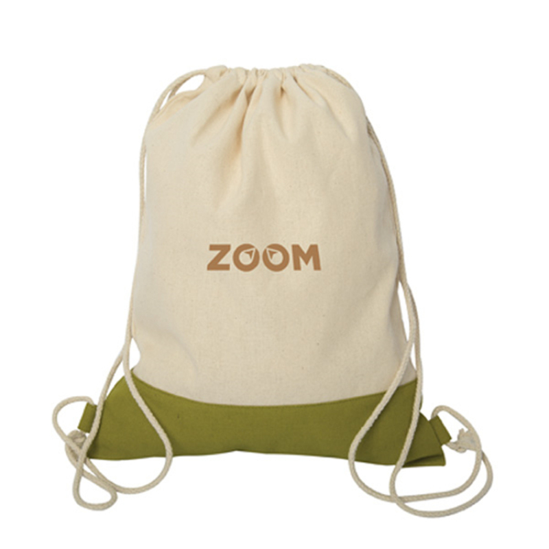 wholesale  custom  portable nature color muslin cotton fabric canvas backpack style drawstring bag  from china manufacturer