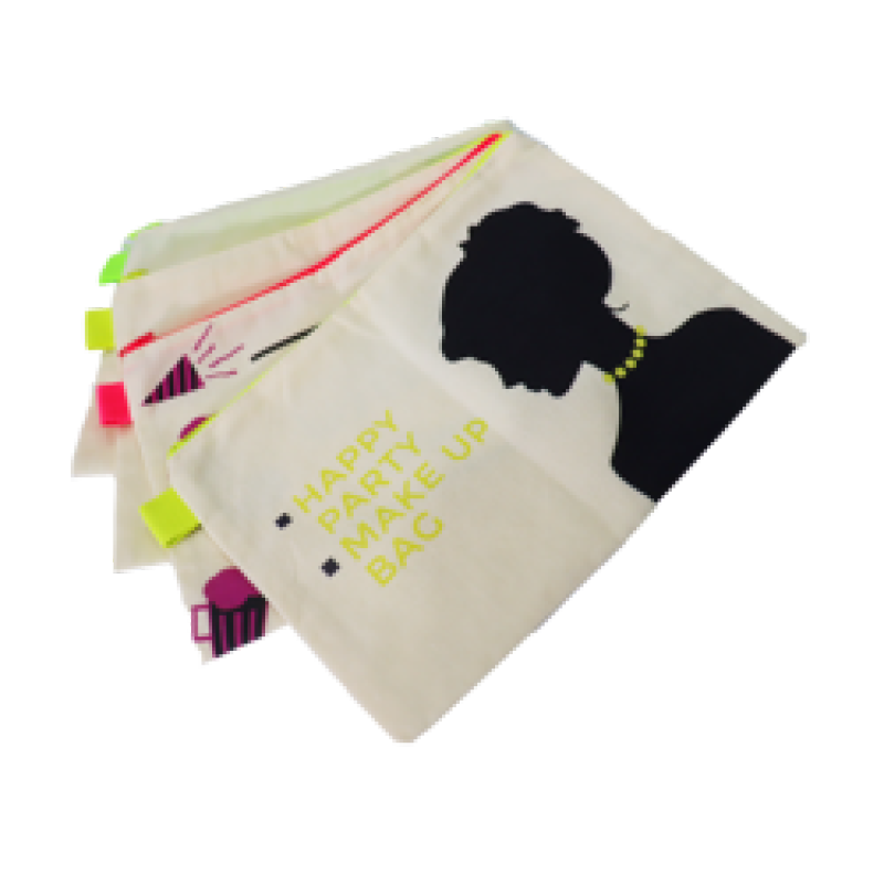 Custom Small Eco Friendly Blank Gold Make Up Pouch Recycled Plain Cotton Canvas Zipper Bag