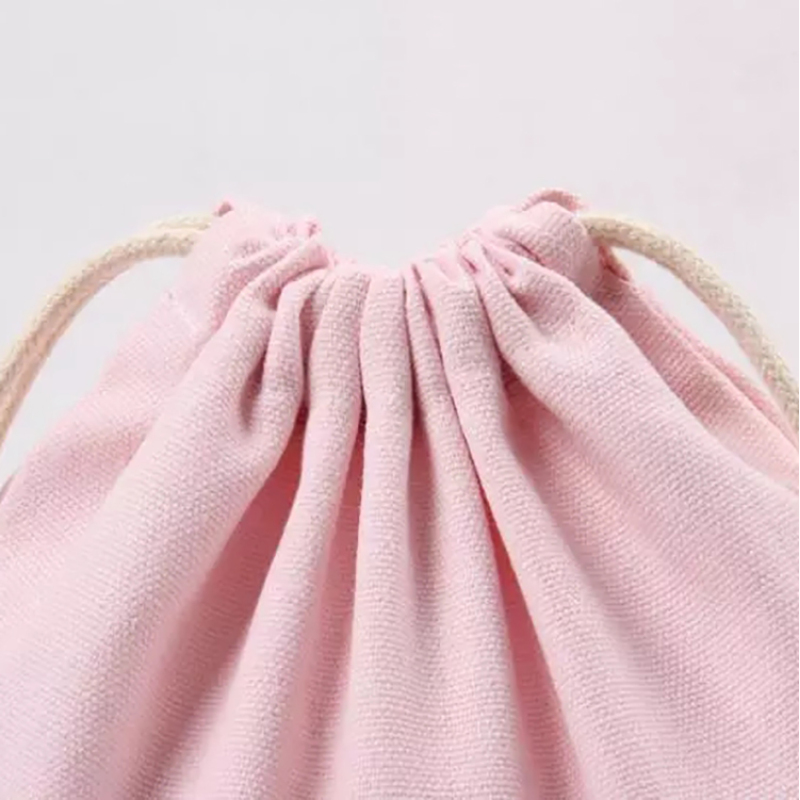 custom logo cotton pouch small plain pink canvas cotton drawstring gift bags