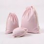 custom logo cotton pouch small plain pink canvas cotton drawstring gift bags