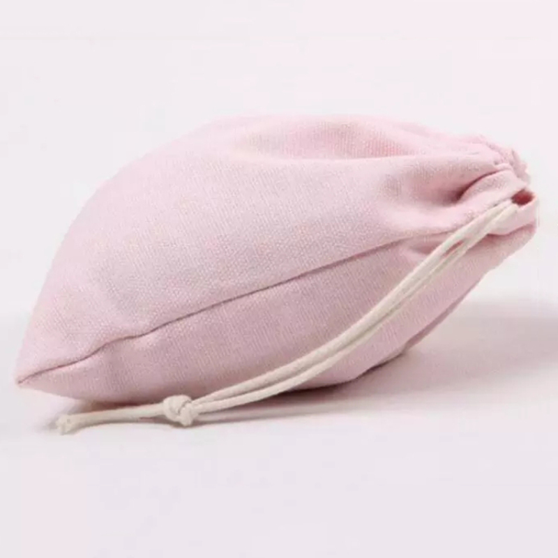 custom logo cotton pouch small plain pink canvas cotton drawstring gift bags
