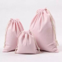 custom logo cotton pouch small plain pink canvas cotton drawstring gift bags