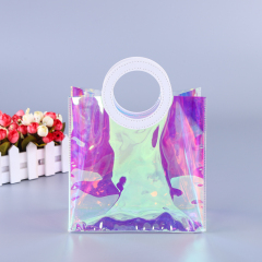 Popular fashion shopping color PVC handbag cosmetic bag Tote bag shopping bag customization