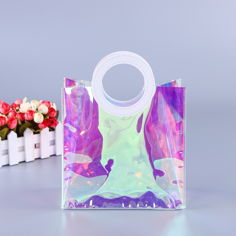 Popular fashion shopping color PVC handbag cosmetic bag Tote bag shopping bag customization