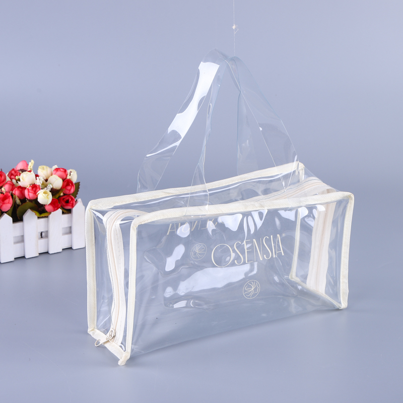 Popular fashion shopping color PVC handbag cosmetic bag Tote bag shopping bag customization