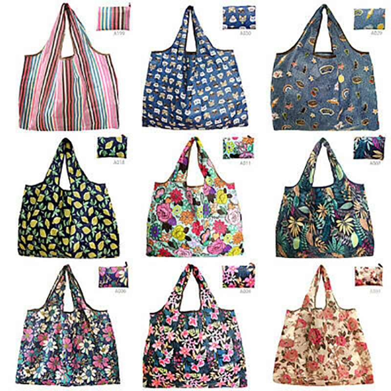 custom eco friendly grocery waterproof polyester reusable foldable tote shopping bag