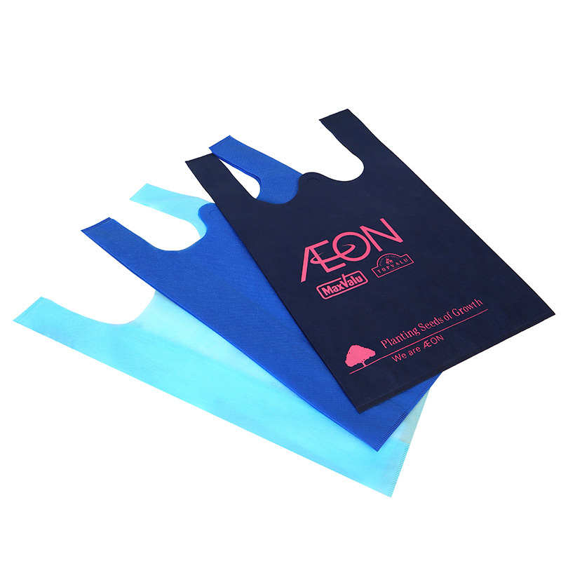 Custom print non woven shopping tote bag ECO non woven fabric carry supermarket vest bag non woven T- shirt bag