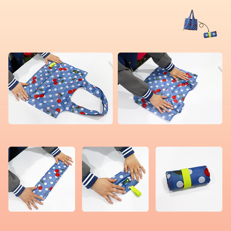 Easy Carry  Large  Capacity Customized Foldable Polyester Grocery Shopping Tote Bag