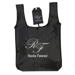 Reusable folding nylon portable grocery bags polyester foldable tote shopping bag with custom logo