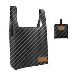 Reusable folding nylon portable grocery bags polyester foldable tote shopping bag with custom logo