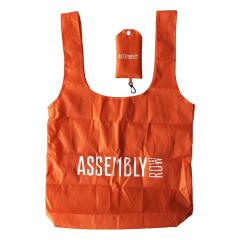 Reusable folding nylon portable grocery bags polyester foldable tote shopping bag with custom logo