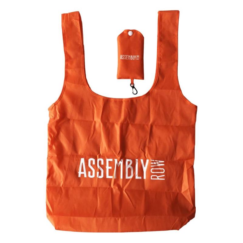 Reusable folding nylon portable grocery bags polyester foldable tote shopping bag with custom logo