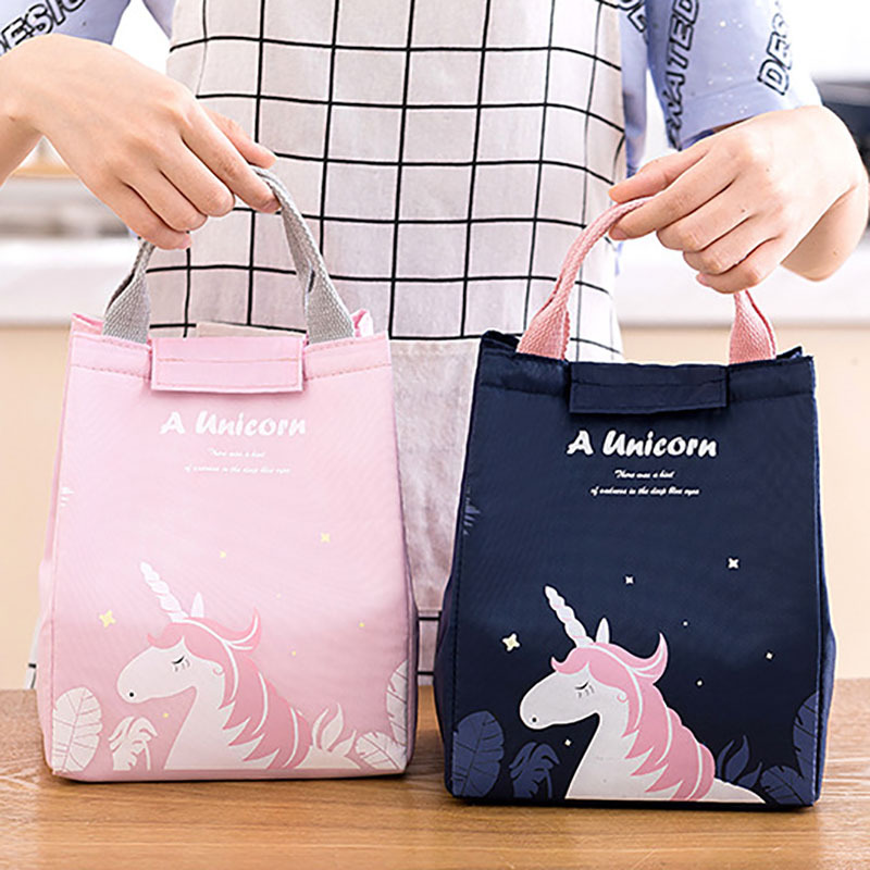 Stock cute unicorn portable school insulated lunch cooler bags for kids