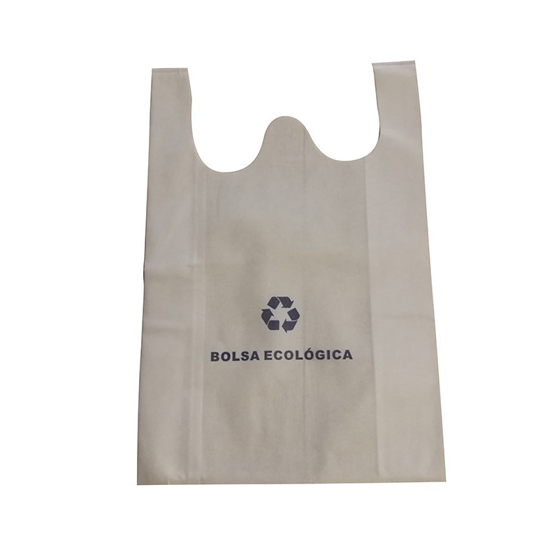 Factory wholesale eco reusable custom logo supermarket non woven w cut t shirt shopping bag