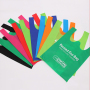 Factory wholesale eco reusable custom logo supermarket non woven w cut t shirt shopping bag