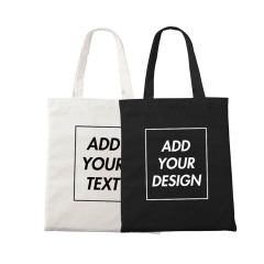 wholesale reusable plain custom logo canvas tote shopping bags with zipper pockets