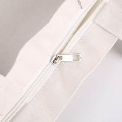 wholesale reusable plain custom logo canvas tote shopping bags with zipper pockets