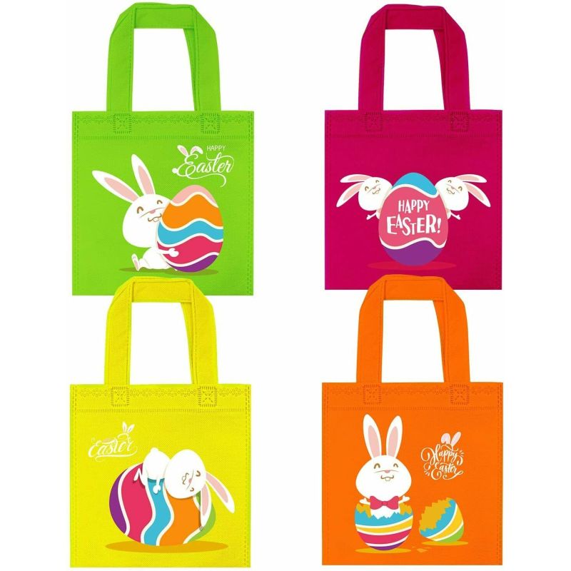 Colorful Non-Woven Bags,  Gift Tote Bags Reusable Candy Bags with Handle for Easter Party Favors